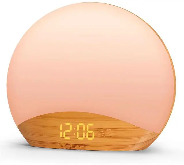 Main image of Eyesoul Wood Grain Sunrise Alarm Clock and Sound Machine Nightlight, Digital Dimmable Clock for Bedroom, 26 Sleep Sounds, White Noise Machine for Baby, Adults, Wake Up Light Alarm Clock for Kids