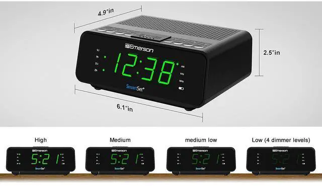 Alt view image 4 of 6 - Eyesoul SmartSet Dual Alarm Clock Radio with AM/FM Radio, Dimmer, Sleep Timer and .9" LED Display, CKS1900