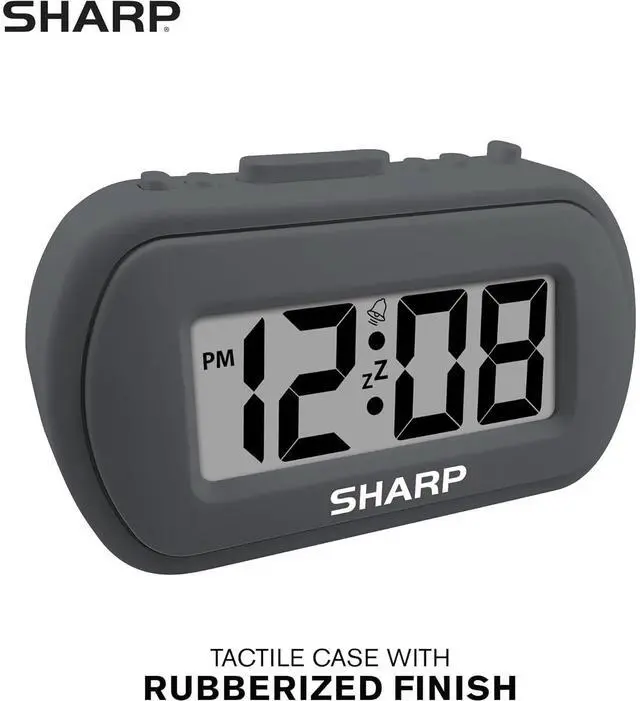 Alt view image 2 of 6 - Eyesoul Digital Alarm Clock  Tactile Plastic Case with Soft Rubberized Finish - Battery Operated  Blue Backlight on Demand  Ascending Alarm  Easy to Use  Charcoal Black