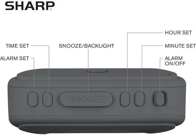 Alt view image 3 of 6 - Eyesoul Digital Alarm Clock  Tactile Plastic Case with Soft Rubberized Finish - Battery Operated  Blue Backlight on Demand  Ascending Alarm  Easy to Use  Charcoal Black
