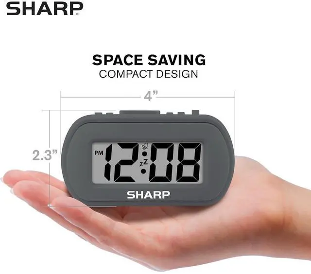 Alt view image 6 of 6 - Eyesoul Digital Alarm Clock  Tactile Plastic Case with Soft Rubberized Finish - Battery Operated  Blue Backlight on Demand  Ascending Alarm  Easy to Use  Charcoal Black