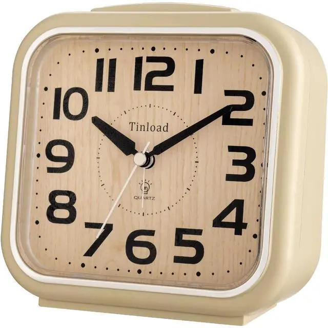 Alt view image 4 of 6 - Eyesoul 5.5" Large Analog Alarm Clock Silent Non Ticking, Gentle Wake, Beep Sounds, Increasing Volume, Battery Operated Snooze and Manual Light, Easy Set, Cream