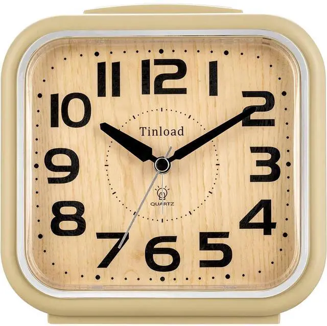 Main image of Eyesoul 5.5" Large Analog Alarm Clock Silent Non Ticking, Gentle Wake, Beep Sounds, Increasing Volume, Battery Operated Snooze and Manual Light, Easy Set, Cream