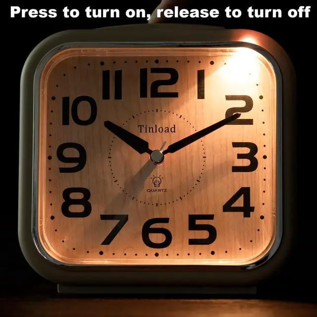 Alt view image 5 of 6 - Eyesoul 5.5" Large Analog Alarm Clock Silent Non Ticking, Gentle Wake, Beep Sounds, Increasing Volume, Battery Operated Snooze and Manual Light, Easy Set, Cream