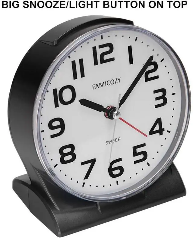 Alt view image 3 of 6 - Eyesoul 4.5" No Ticking Analog Alarm Clock,Silent Readable for Seniors,Easy to Set,Gradual Rise Alarm,Big Numbers,On/Off Switch on Side,Gentle Wake,Snooze Soft Backlight,Battery Operated,Black