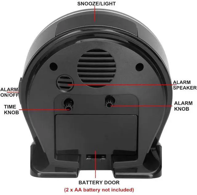 Alt view image 6 of 6 - Eyesoul 4.5" No Ticking Analog Alarm Clock,Silent Readable for Seniors,Easy to Set,Gradual Rise Alarm,Big Numbers,On/Off Switch on Side,Gentle Wake,Snooze Soft Backlight,Battery Operated,Black