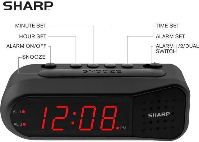 Alt view image 3 of 6 - Eyesoul Digital Alarm Clock  Black Case with Red LEDs - Ascending Alarm Grows Increasing Louder, Gentle Wake Up Experience, Dual Alarm - Battery Back-up, Easy to Use with Simple Operation