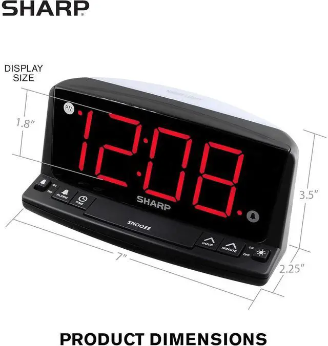Alt view image 6 of 6 - Eyesoul LED Digital Alarm Clock  Simple Operation - Easy to See Large Numbers, Built in Night Light, Loud Beep Alarm with Snooze, Bright Big Red Digit Display