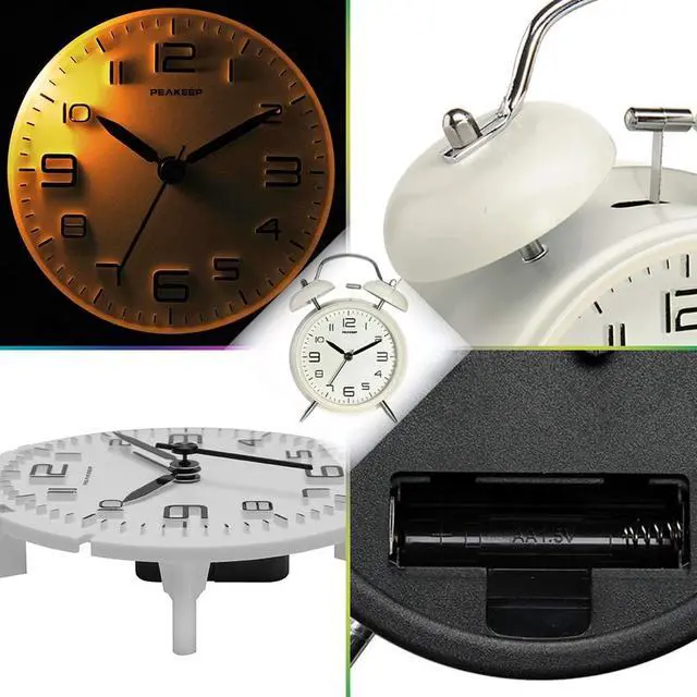 Alt view image 2 of 6 - Eyesoul 4 Inches Twin Bell Loud Alarm Clock for Heavy Sleepers, Backlight, Battery Operated Old Fashioned Alarm Clock for Bedrooms (3D-Dial, White)