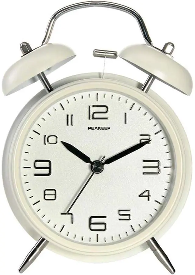 Alt view image 3 of 6 - Eyesoul 4 Inches Twin Bell Loud Alarm Clock for Heavy Sleepers, Backlight, Battery Operated Old Fashioned Alarm Clock for Bedrooms (3D-Dial, White)