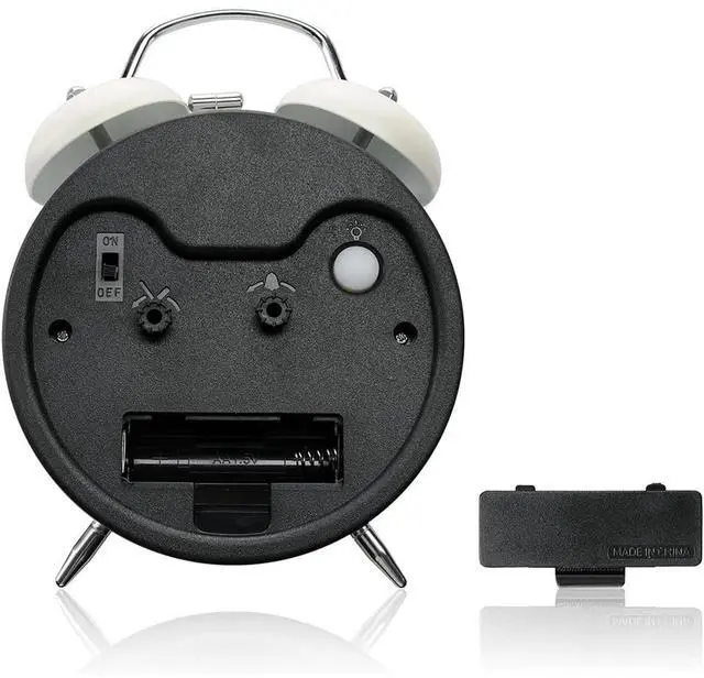 Alt view image 5 of 6 - Eyesoul 4 Inches Twin Bell Loud Alarm Clock for Heavy Sleepers, Backlight, Battery Operated Old Fashioned Alarm Clock for Bedrooms (3D-Dial, White)