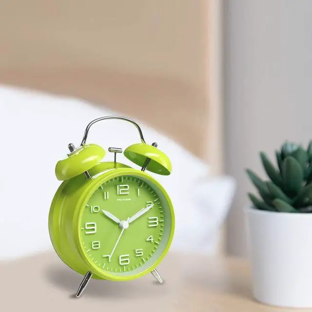 Alt view image 5 of 6 - Eyesoul 4 Inches Twin Bell Loud Alarm Clock for Heavy Sleepers, Battery Operated Old Fashioned Alarm Clock (3D-Dial, Green)