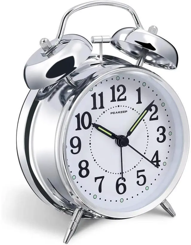 Main image of Eyesoul 4 inches Twin Bell Loud Alarm Clock for Heavy Sleepers (Chrome Finish)
