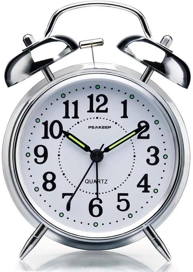 Alt view image 2 of 6 - Eyesoul 4 inches Twin Bell Loud Alarm Clock for Heavy Sleepers (Chrome Finish)