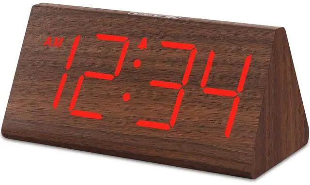 Main image of Eyesoul Wooden Digital Alarm Clocks for Bedrooms - Electric Desk Clock with Large Numbers, USB Port, Loud Alarm for Heavy Sleepers, Adjustable Volume, Dimmer, Snooze, DST, Wood Décor, Adapter Powered