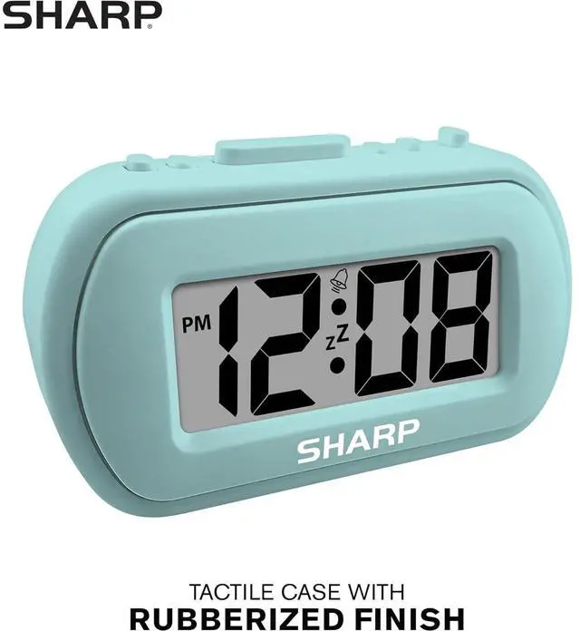 Alt view image 2 of 6 - Eyesoul Digital Alarm Clock  Tactile Case with Soft Rubberized Finish - Battery Operated  Blue Backlight on Demand  Ascending Alarm  Easy to Use - Mint