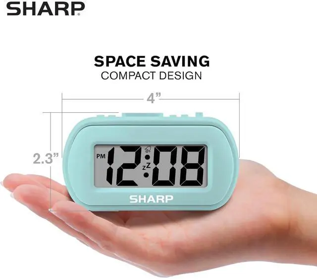 Alt view image 6 of 6 - Eyesoul Digital Alarm Clock  Tactile Case with Soft Rubberized Finish - Battery Operated  Blue Backlight on Demand  Ascending Alarm  Easy to Use - Mint