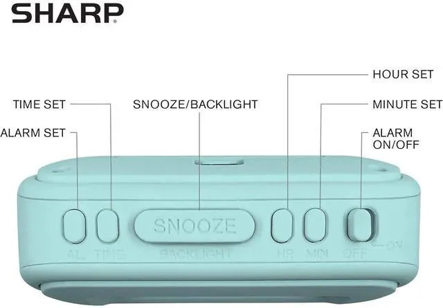 Alt view image 5 of 6 - Eyesoul Digital Alarm Clock  Tactile Case with Soft Rubberized Finish - Battery Operated  Blue Backlight on Demand  Ascending Alarm  Easy to Use - Mint