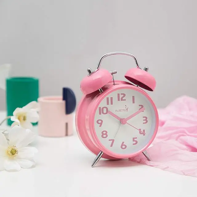 Alt view image 2 of 6 - Eyesoul {Loud Alarm for Deep Sleepers) 4'' Twin Bell Alarm Clock with Backlight for Bedroom and Home Decoration(Pink)