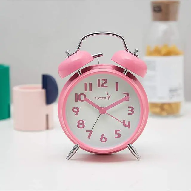 Alt view image 3 of 6 - Eyesoul {Loud Alarm for Deep Sleepers) 4'' Twin Bell Alarm Clock with Backlight for Bedroom and Home Decoration(Pink)