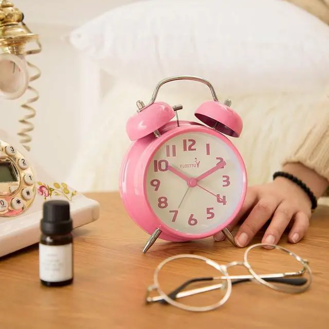 Alt view image 5 of 6 - Eyesoul {Loud Alarm for Deep Sleepers) 4'' Twin Bell Alarm Clock with Backlight for Bedroom and Home Decoration(Pink)