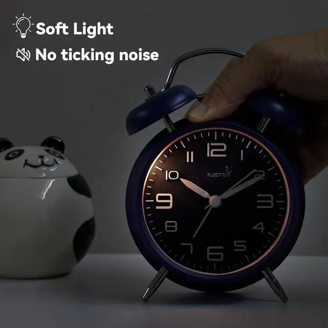 Alt view image 3 of 5 - Eyesoul (Loud Alarm for Deep Sleepers 4'' Twin Bell Alarm Clock, Stereo Digital Dial Alarm Clock with Backlight for Bedroom and Home Decoration(Nautical Blue)