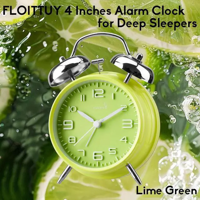 Alt view image 2 of 5 - Eyesoul (Loud Alarm for Deep Sleepers 4'' Twin Bell Alarm Clock, Stereo Digital Dial Alarm Clock with Backlight for Bedroom and Home Decoration(Lime Green)