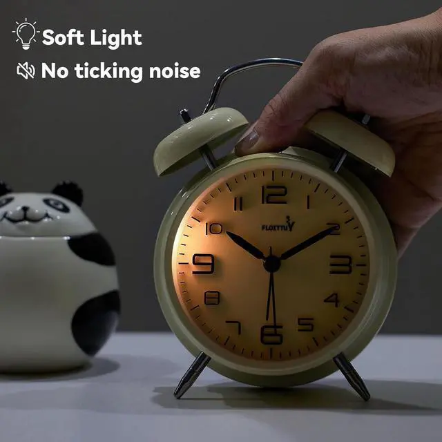 Alt view image 3 of 5 - Eyesoul (Loud Alarm for Deep Sleepers 4'' Twin Bell Alarm Clock, Stereo Digital Dial Alarm Clock with Backlight for Bedroom and Home Decoration(Cream Cheese)