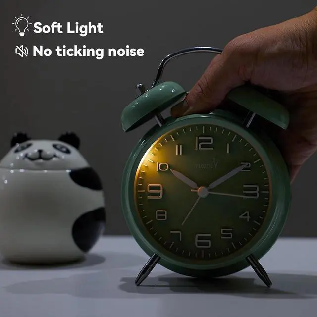 Alt view image 3 of 5 - Eyesoul (Loud Alarm for Deep Sleepers 4'' Twin Bell Alarm Clock, Stereo Digital Dial Alarm Clock with Backlight for Bedroom and Home Decoration(Pea Green)