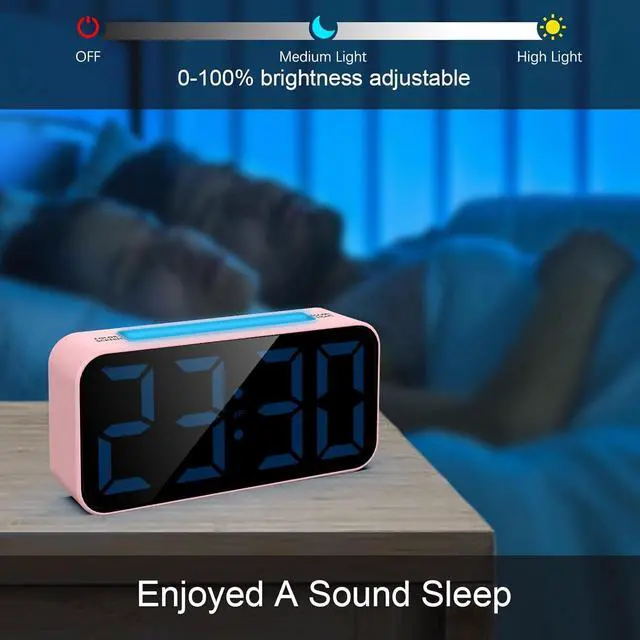 Alt view image 3 of 6 - Eyesoul Loud Alarm Clocks for Bedrooms Heavy Sleepers, Digital Clock with Night Light, Large Display, Dual Alarm, Snooze, Dimmable Bedside Alarm Clock for Kids Teens Boys Girls