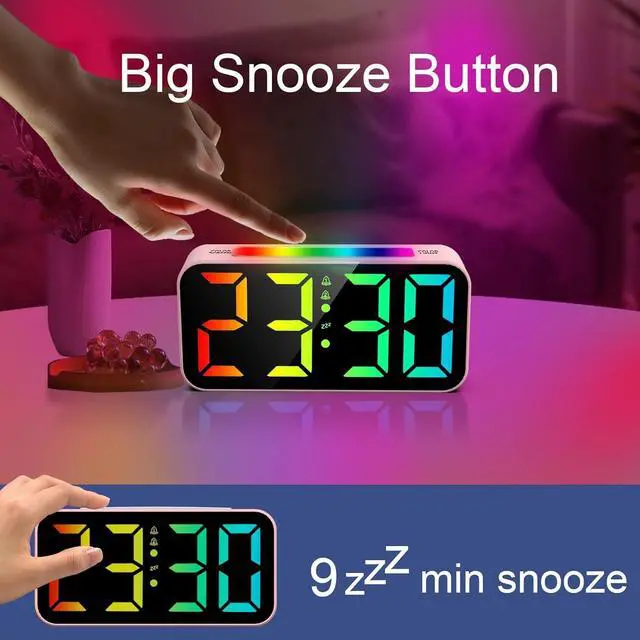 Alt view image 4 of 6 - Eyesoul Loud Alarm Clocks for Bedrooms Heavy Sleepers, Digital Clock with Night Light, Large Display, Dual Alarm, Snooze, Dimmable Bedside Alarm Clock for Kids Teens Boys Girls