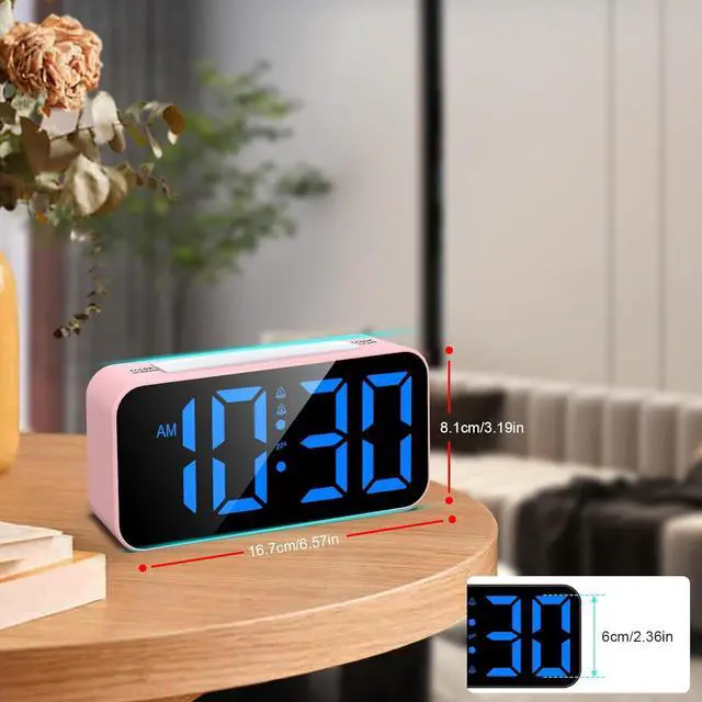 Alt view image 6 of 6 - Eyesoul Loud Alarm Clocks for Bedrooms Heavy Sleepers, Digital Clock with Night Light, Large Display, Dual Alarm, Snooze, Dimmable Bedside Alarm Clock for Kids Teens Boys Girls