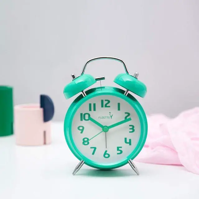 Alt view image 3 of 6 - Eyesoul {Loud Alarm for Deep Sleepers) 4'' Twin Bell Alarm Clock with Backlight for Bedroom and Home Decoration (Mint Green)