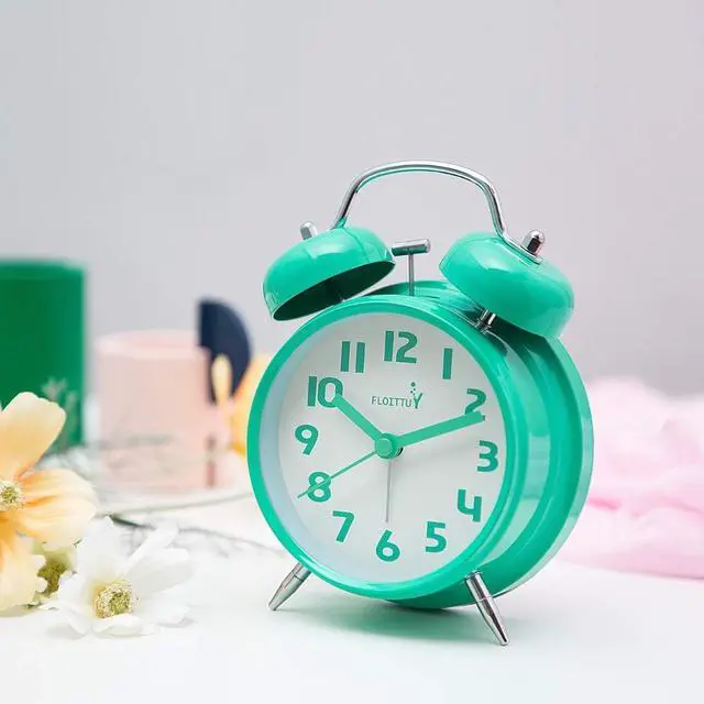 Alt view image 2 of 6 - Eyesoul {Loud Alarm for Deep Sleepers) 4'' Twin Bell Alarm Clock with Backlight for Bedroom and Home Decoration (Mint Green)