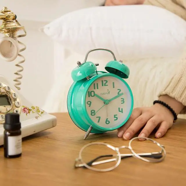 Alt view image 5 of 6 - Eyesoul {Loud Alarm for Deep Sleepers) 4'' Twin Bell Alarm Clock with Backlight for Bedroom and Home Decoration (Mint Green)