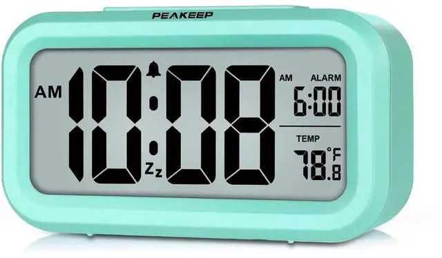 Main image of Eyesoul Night Light Digital Alarm Clock Battery Operated with Indoor Temperature, Desk Small Clock (Mint)