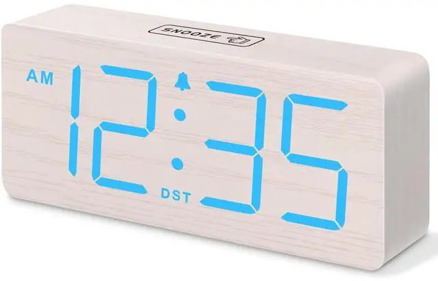 Main image of Eyesoul Wooden Digital Alarm Clock for Bedroom - Desk Clocks for Living Room with Large Numbers, Loud Alarm for Heavy Sleepers with Volume Control, Dimmer, DST, Office Wood Decor (Adapter Powered)