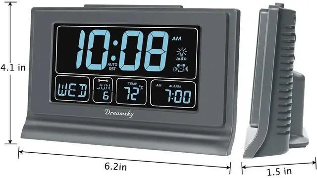 Alt view image 6 of 6 - Eyesoul Digital Alarm Clock with Battery Backup, 5 Inch Large Display, Auto Set Clock, USB Charging Ports, 12/24H