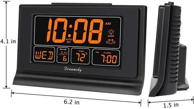 Alt view image 6 of 6 - Eyesoul Digital Alarm Clock with Battery Backup, 5 Inch Large Display, Auto Set Clock, USB Charging Ports, 12/24H
