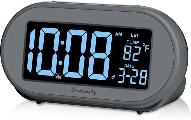 Main image of Eyesoul Alarm Clocks for Bedrooms, Auto Set Digital Desk Clock for Bedside Nightstand, Electric Clock with Dimmable Brightness Dimmer, Auto DST, USB Port, Date, Temperature, Snooze