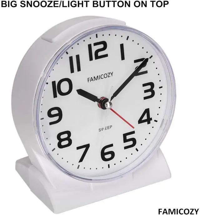 Alt view image 3 of 6 - Eyesoul 4.5" No Ticking Analog Alarm Clock,Silent Readable for Seniors,Easy to Set,Gradual Rise Alarm,Big Numbers,On/Off Switch on Side,Gentle Wake,Snooze Soft Backlight,Battery Operated,White