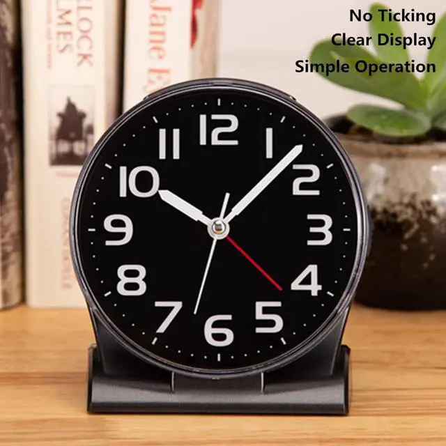 Alt view image 2 of 6 - Eyesoul 4.5" No Ticking Analog Alarm Clock,Silent Readable for Seniors,Easy to Set,Gradual Rise Alarm,Big Numbers,On/Off Switch on Side,Gentle Wake,Snooze Soft Backlight,Battery Operated,Black