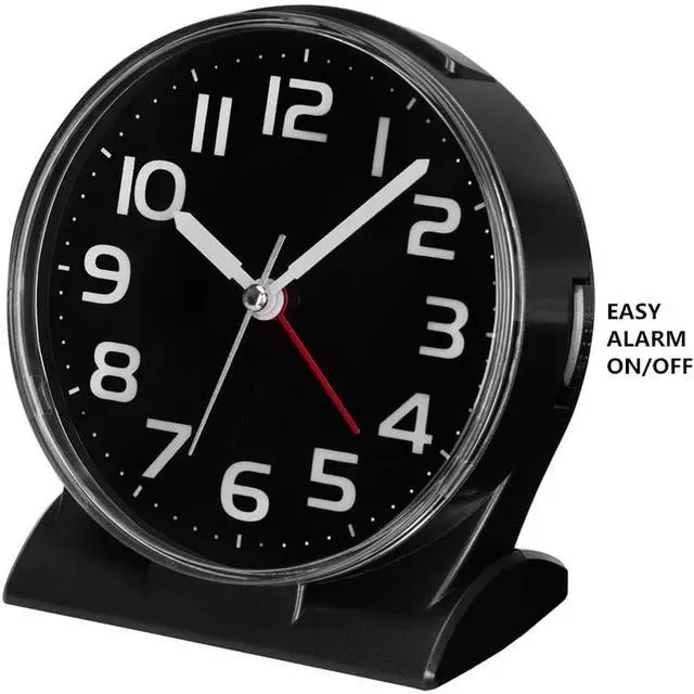 Alt view image 3 of 6 - Eyesoul 4.5" No Ticking Analog Alarm Clock,Silent Readable for Seniors,Easy to Set,Gradual Rise Alarm,Big Numbers,On/Off Switch on Side,Gentle Wake,Snooze Soft Backlight,Battery Operated,Black