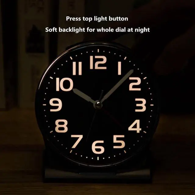 Alt view image 5 of 6 - Eyesoul 4.5" No Ticking Analog Alarm Clock,Silent Readable for Seniors,Easy to Set,Gradual Rise Alarm,Big Numbers,On/Off Switch on Side,Gentle Wake,Snooze Soft Backlight,Battery Operated,Black