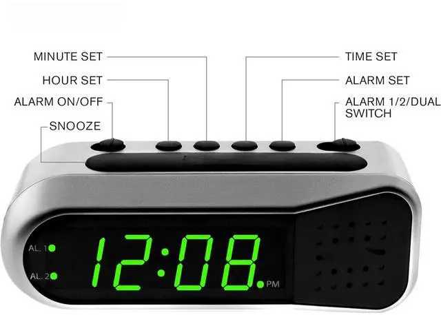 Alt view image 3 of 6 - Eyesoul Digital Alarm Clock - Ascending Alarm Begins Faintly and Grows Increasing Louder, Gentle Wake Up Experience, Dual Alarm - Battery Back-up, Easy to Use with Simple Operation (Brushed Silver)