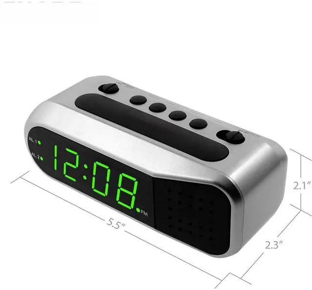 Alt view image 4 of 6 - Eyesoul Digital Alarm Clock - Ascending Alarm Begins Faintly and Grows Increasing Louder, Gentle Wake Up Experience, Dual Alarm - Battery Back-up, Easy to Use with Simple Operation (Brushed Silver)