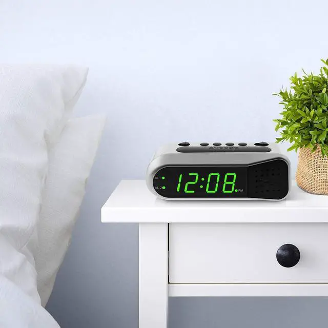 Alt view image 5 of 6 - Eyesoul Digital Alarm Clock - Ascending Alarm Begins Faintly and Grows Increasing Louder, Gentle Wake Up Experience, Dual Alarm - Battery Back-up, Easy to Use with Simple Operation (Brushed Silver)