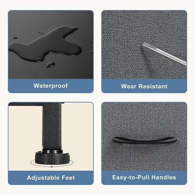 Alt view image 5 of 6 - Eyesoul TV Stand Dresser with 5 Fabric Storage Drawers, Media Console Featuring Open Shelf for 45 inch TV, Compact Entertainment Unit for Bedroom, Living Space, or Dorm Organization, Grey