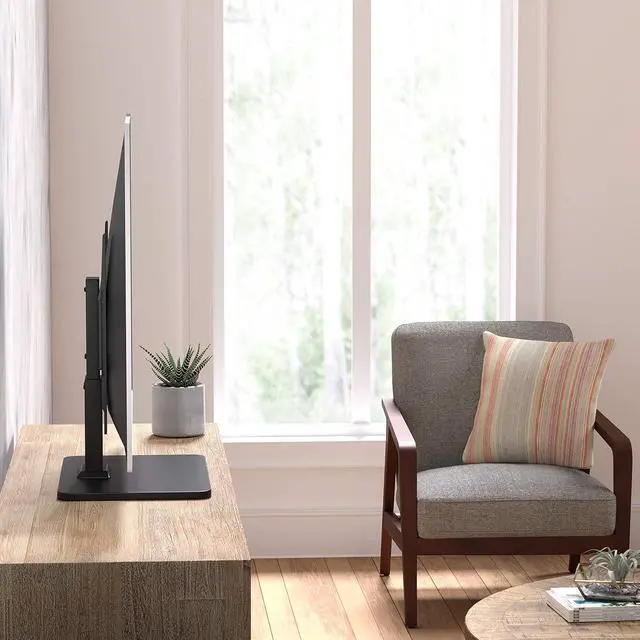 Alt view image 6 of 6 - Eyesoul Swivel Pedestal Table Top TV Mount for 32" to 65" TVs up to 55 lbs, Height Adjustable 14-19 Inches, Max VESA 400x400, Black