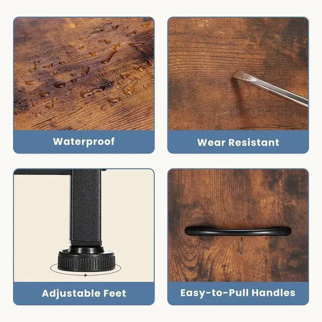 Alt view image 4 of 6 - Eyesoul TV Stand Dresser with 5 Fabric Storage Drawers, Media Console Featuring Open Shelf for 45 inch TV, Compact Entertainment Unit for Bedroom, Living Space, or Dorm Organization, Rust